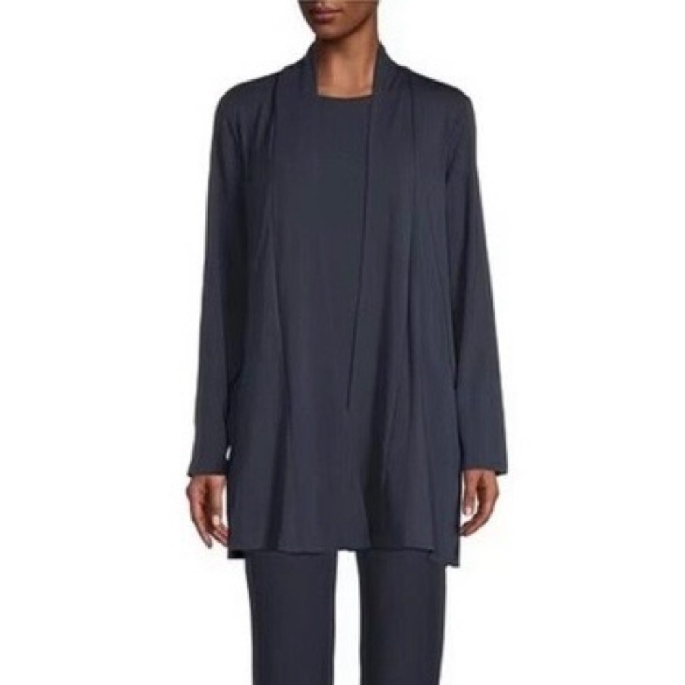 EUC Eileen Fisher Elegant Indigo Long Sleeve Open Cardigan Sweater Size S